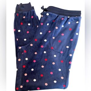KATE SPADE New York Velour Jogger Pajama Pants Navy Polka Dot Size Medium